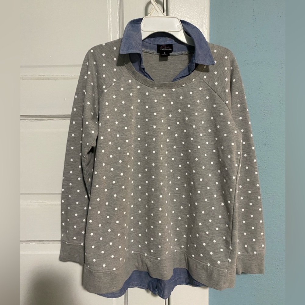 Oh Baby by Morherhood Maternity Faux Layered Polka Dot Sweatshirt